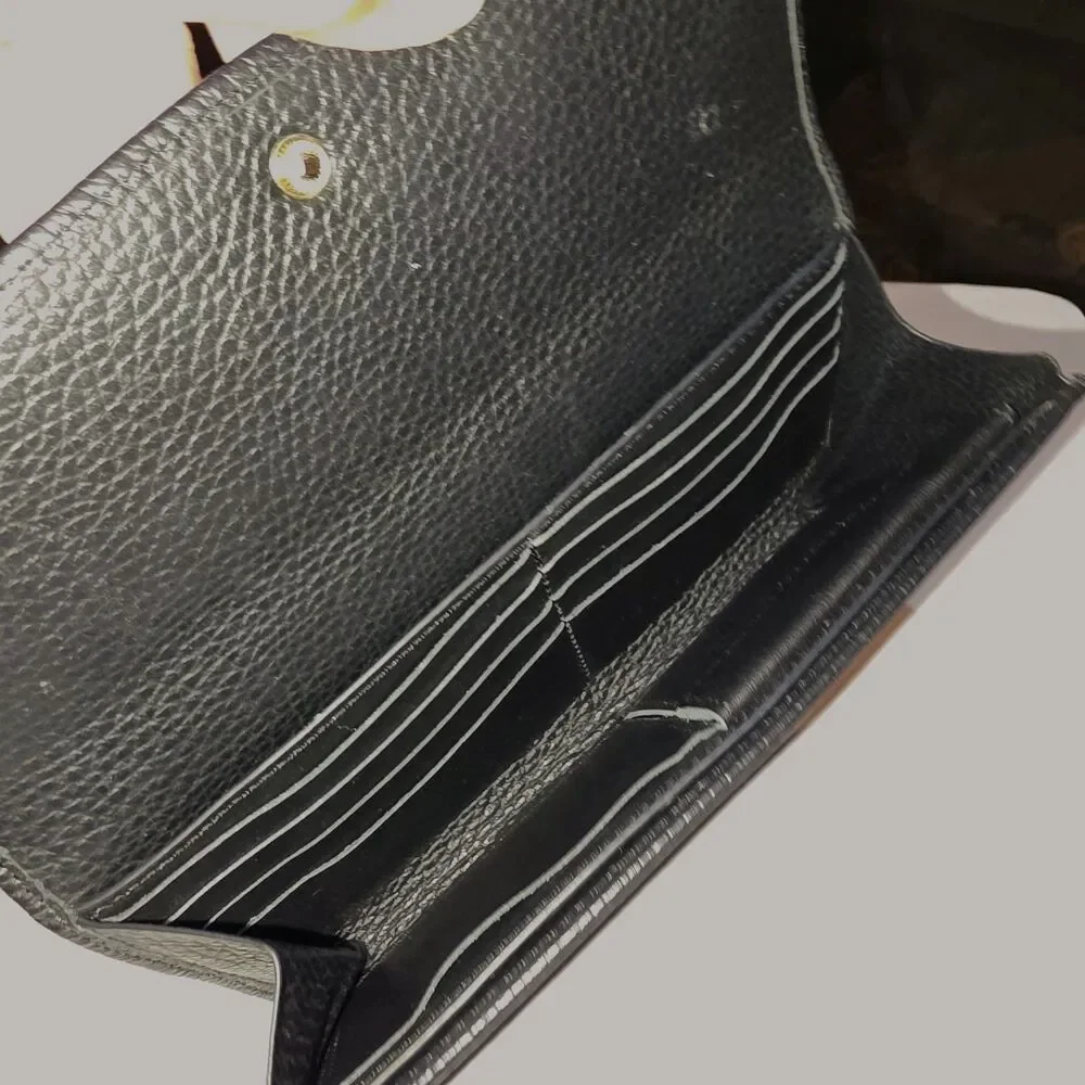 CUYANA Black Pebbled Leather Snap Closure Full Size Minimalist Card Slots Wallet - Picture 9 of 13
